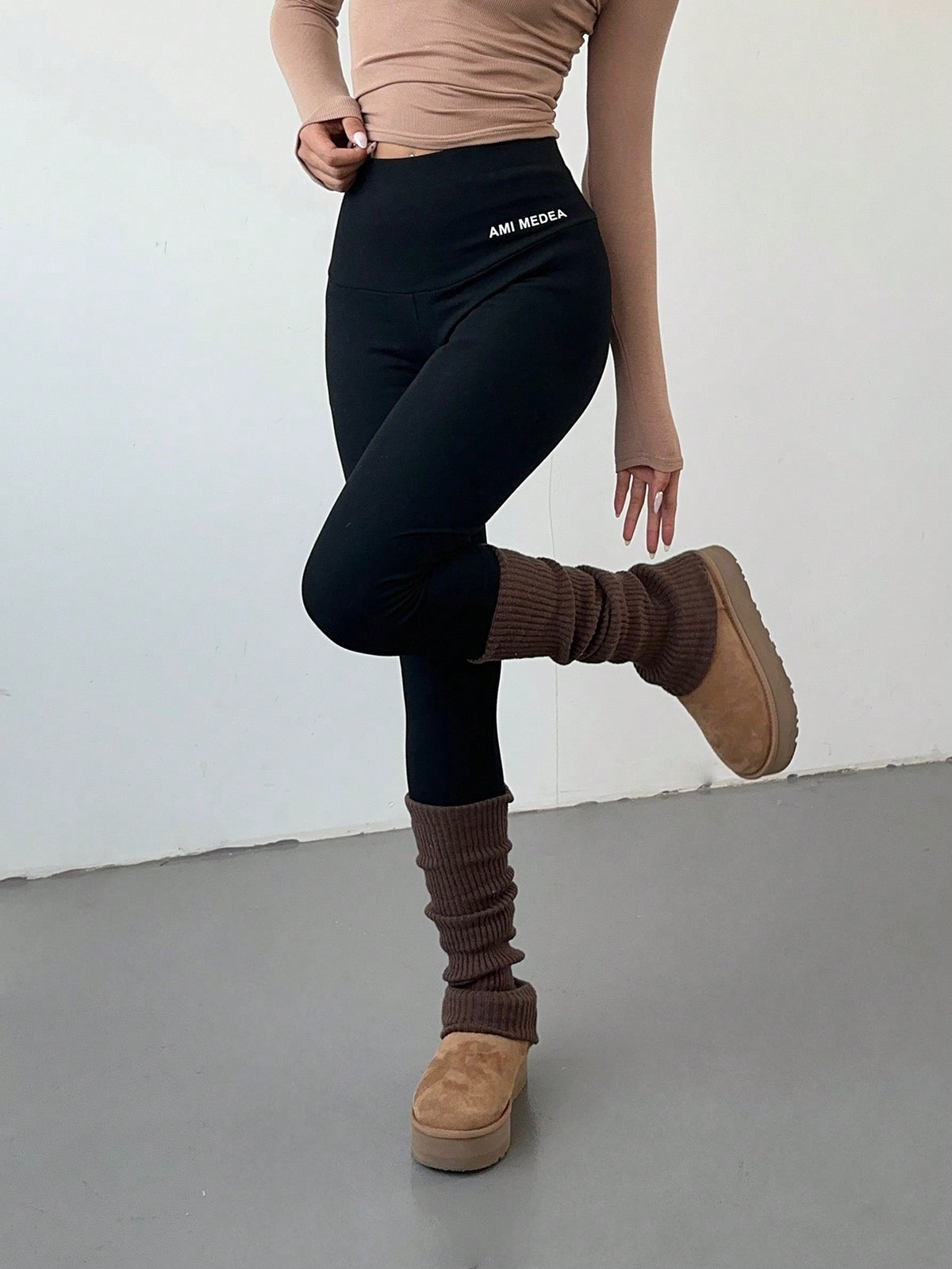 Legging Básica Cintura Alta Estilo Casual Confortável
