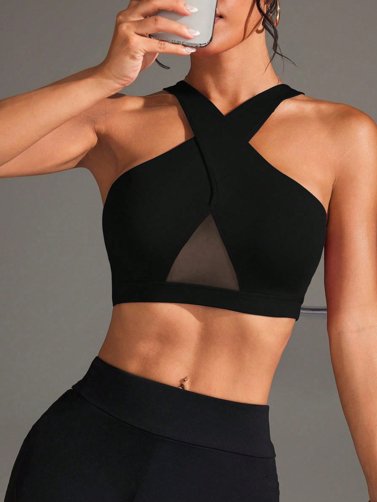 Top Frente Cruzada Média Sustentação Com Tela Frontal