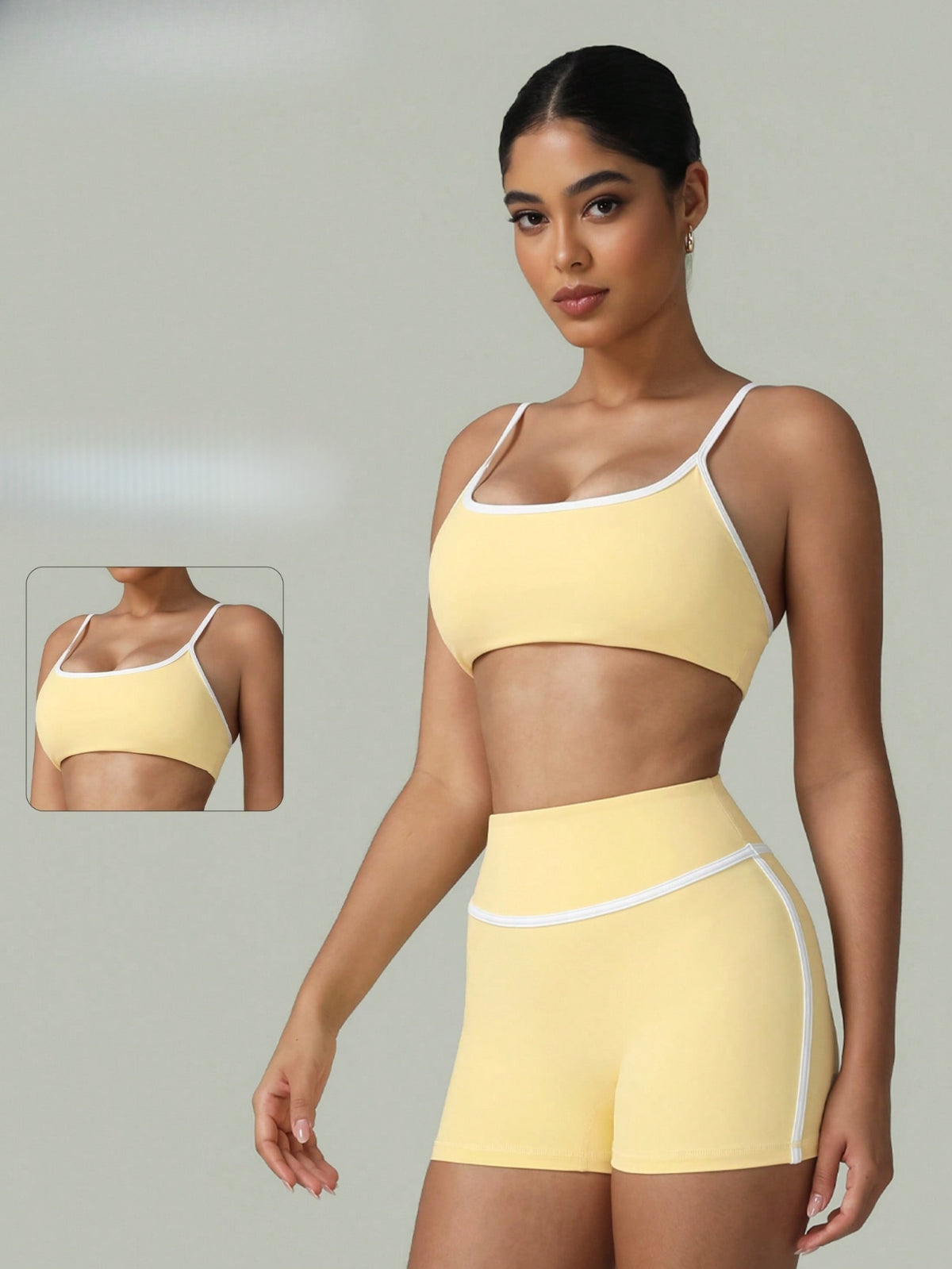 Conjunto Top Alças Finas E Short Cintura Alta Detalhado