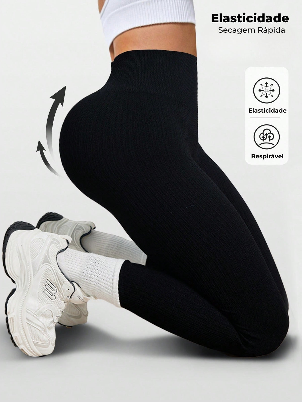 Legging Sem Costura Cintura Alta Respirável Fitness