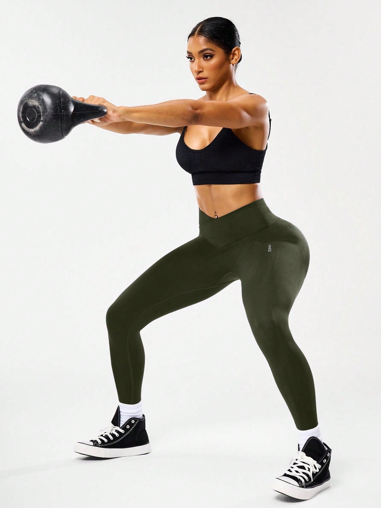 Legging Sem Costura Cintura Alta Com Cós V Modeladora