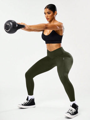 Legging Sem Costura Cintura Alta Com Cós V Modeladora