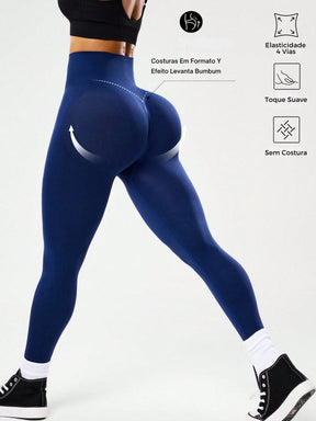 Legging Sem Costura Cintura Alta Com Cós V Modeladora