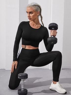 Cropped Manga Longa Ajustado Fit Compressão