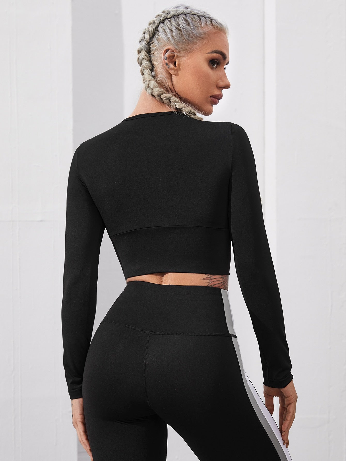 Cropped Manga Longa Ajustado Fit Compressão