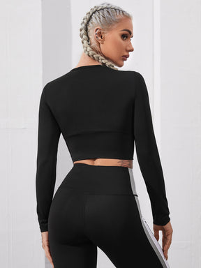 Cropped Manga Longa Ajustado Fit Compressão