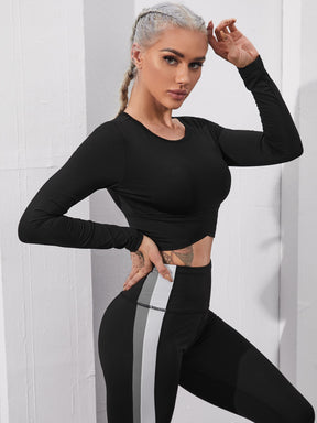 Cropped Manga Longa Ajustado Fit Compressão