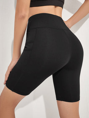 Short Cintura Alta Com Bolso Duplo Estilo Fitness