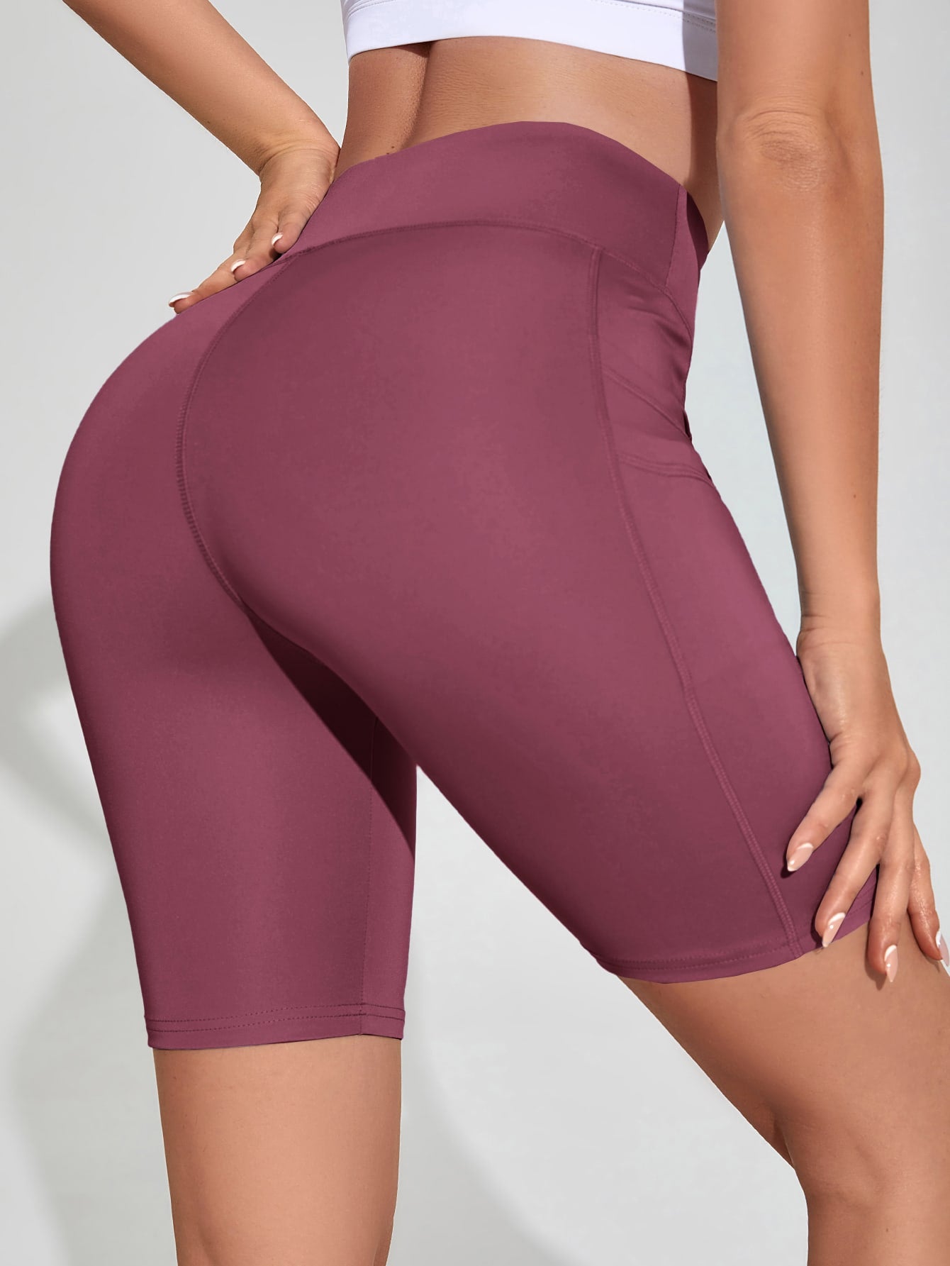 Short Cintura Alta Com Bolso Duplo Estilo Fitness