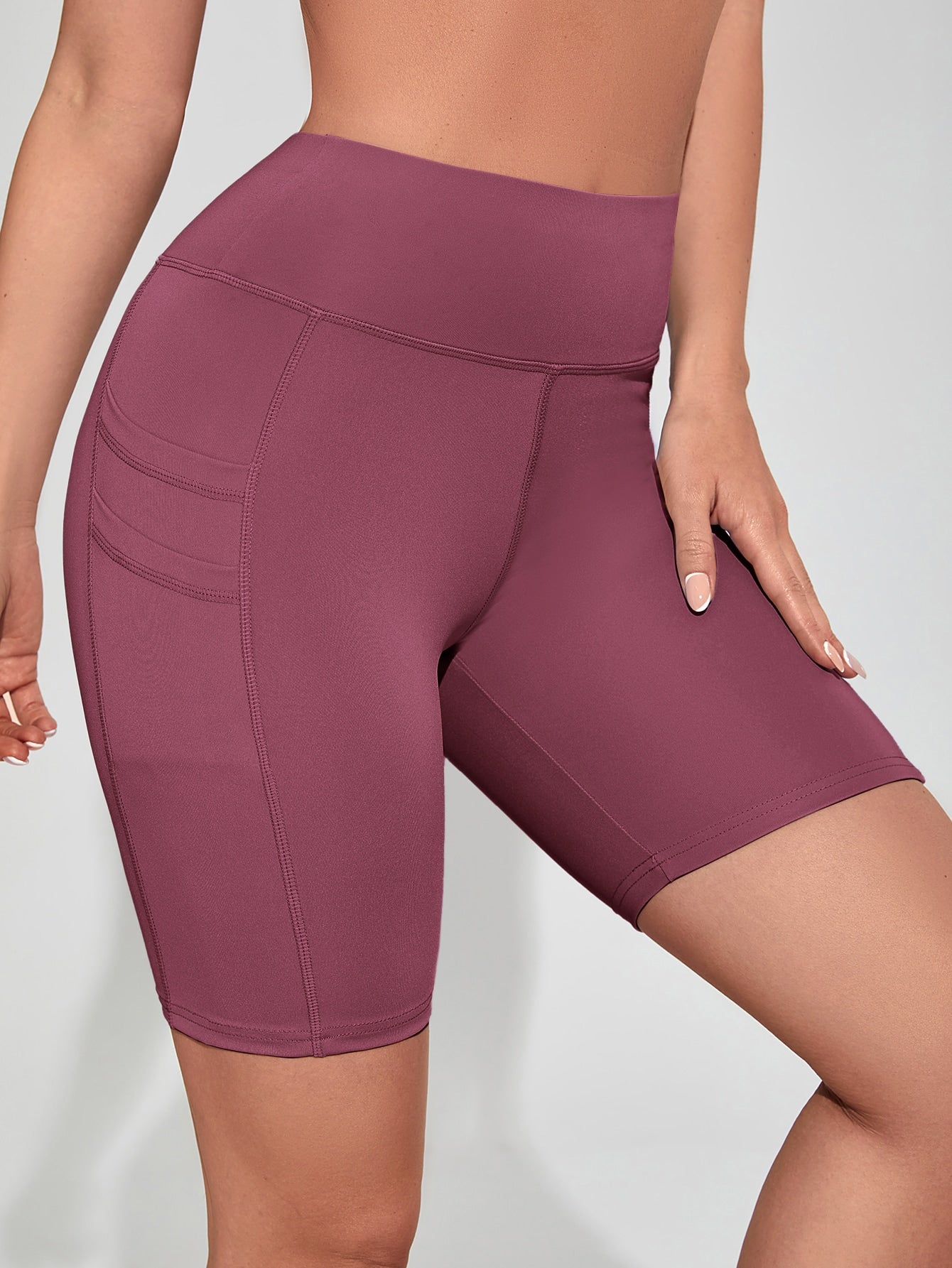 Short Cintura Alta Com Bolso Duplo Estilo Fitness