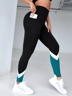 Legging Fitness Cintura Alta Com Bolso E Recortes Color Block