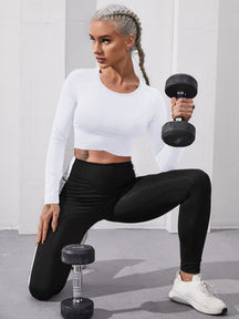 Cropped Manga Longa Ajustado Fit Compressão