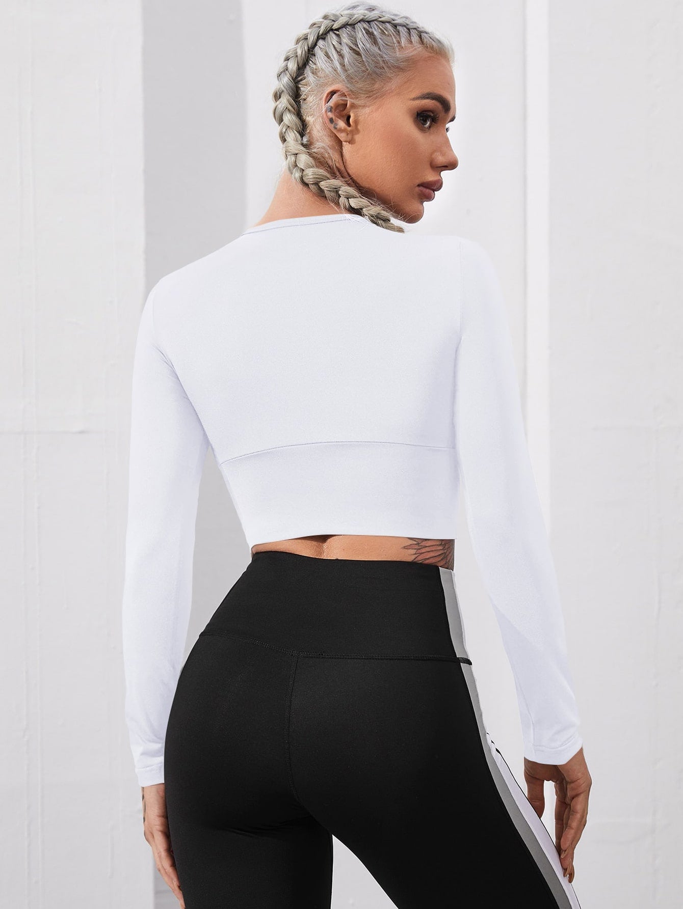 Cropped Manga Longa Ajustado Fit Compressão