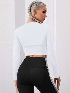 Cropped Manga Longa Ajustado Fit Compressão