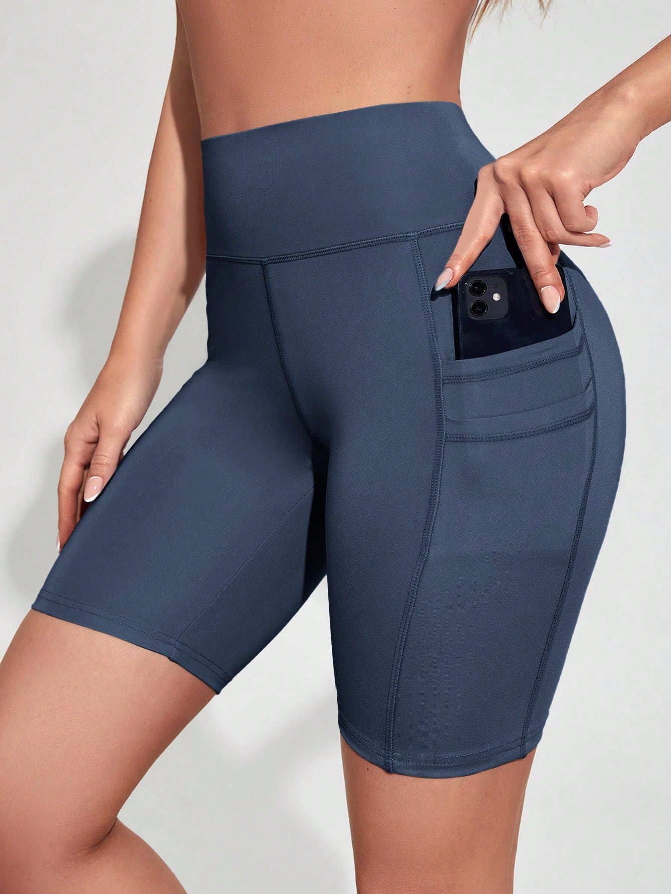 Short Cintura Alta Com Bolso Duplo Estilo Fitness