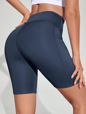 Short Cintura Alta Com Bolso Duplo Estilo Fitness