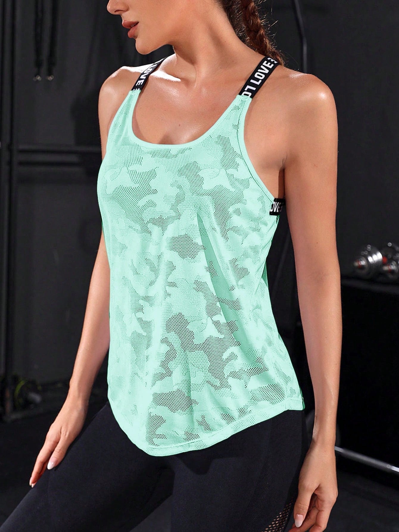 Regata Mesh Respirável Alças Cruzadas Estampadas