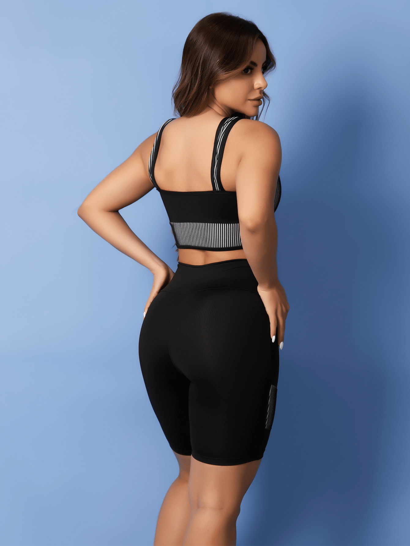 Conjunto Top Suporte Alto E Short Cintura Alta Texturizado