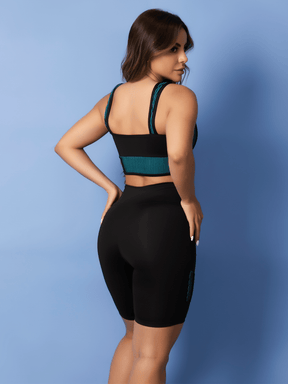 Conjunto Top Suporte Alto E Short Cintura Alta Texturizado