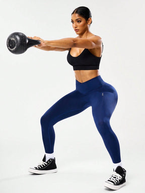 Legging Sem Costura Cintura Alta Com Cós V Modeladora