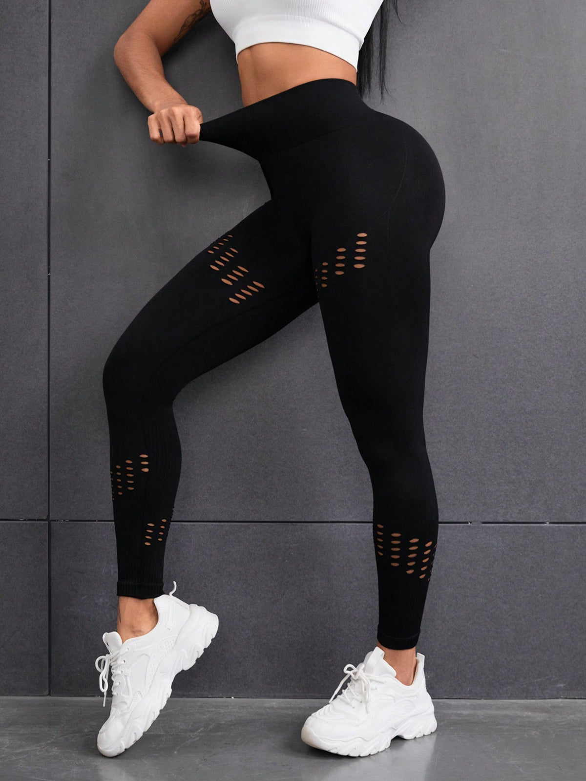 Legging Fitness Sem Costura Recortes Abertos Laterais