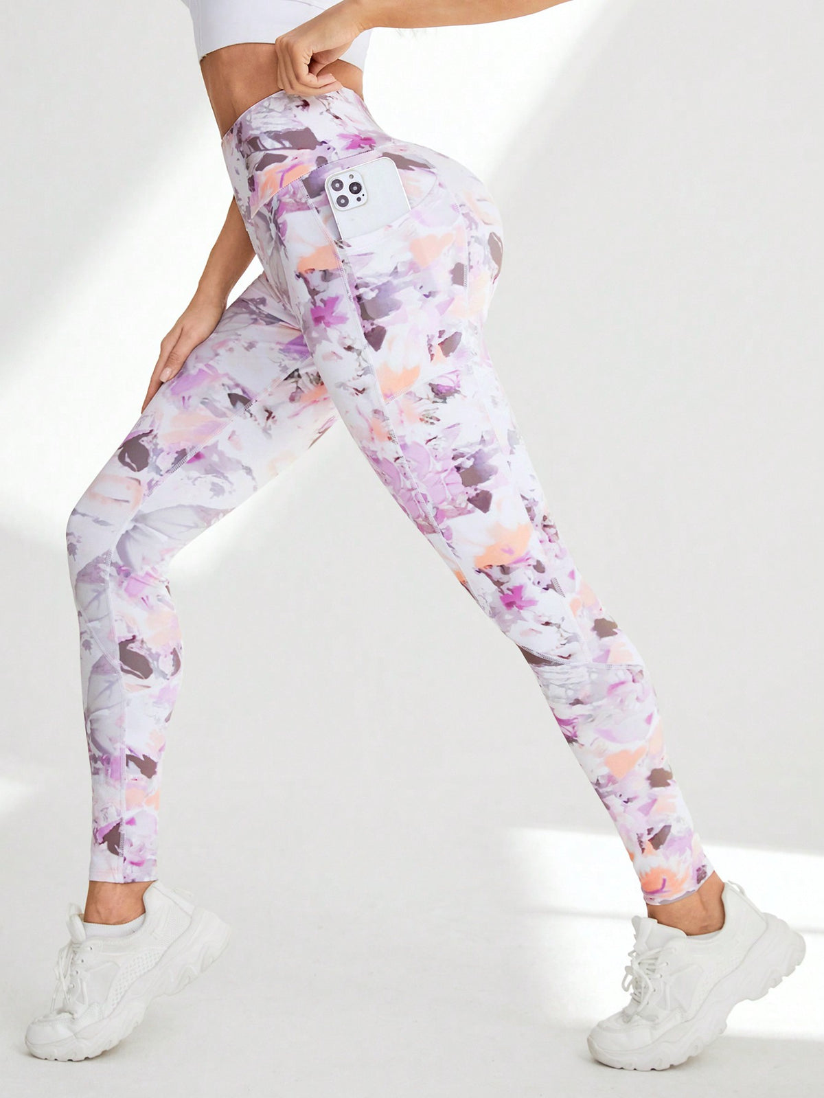 Legging Fitness Estampada Cintura Alta Com Bolso Lateral