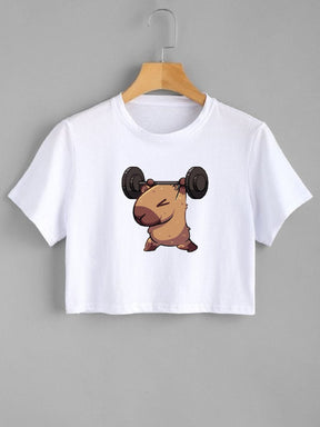 Cropped Fitness Com Estampa Divertida Estilo Treino