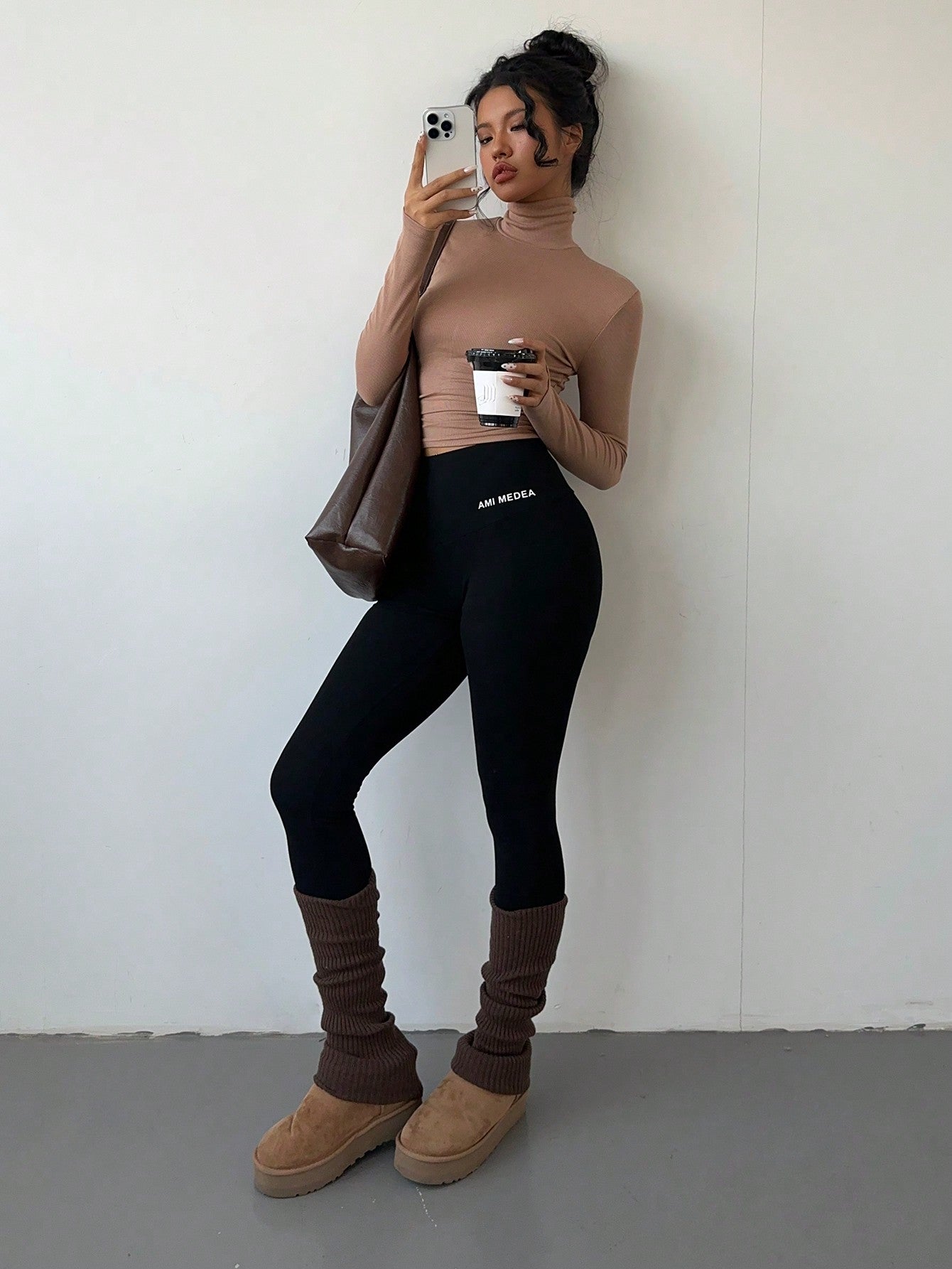 Legging Básica Cintura Alta Estilo Casual Confortável