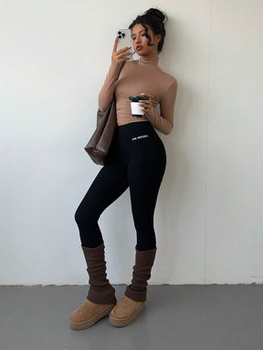 Legging Básica Cintura Alta Estilo Casual Confortável