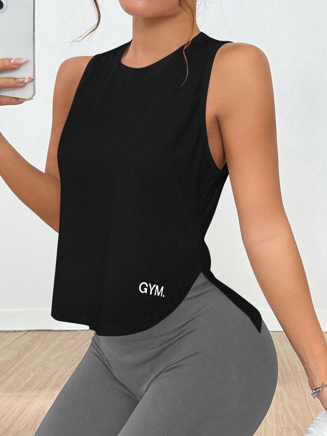 Regata Fitness Longline Com Estampa Gym Estilo Treino