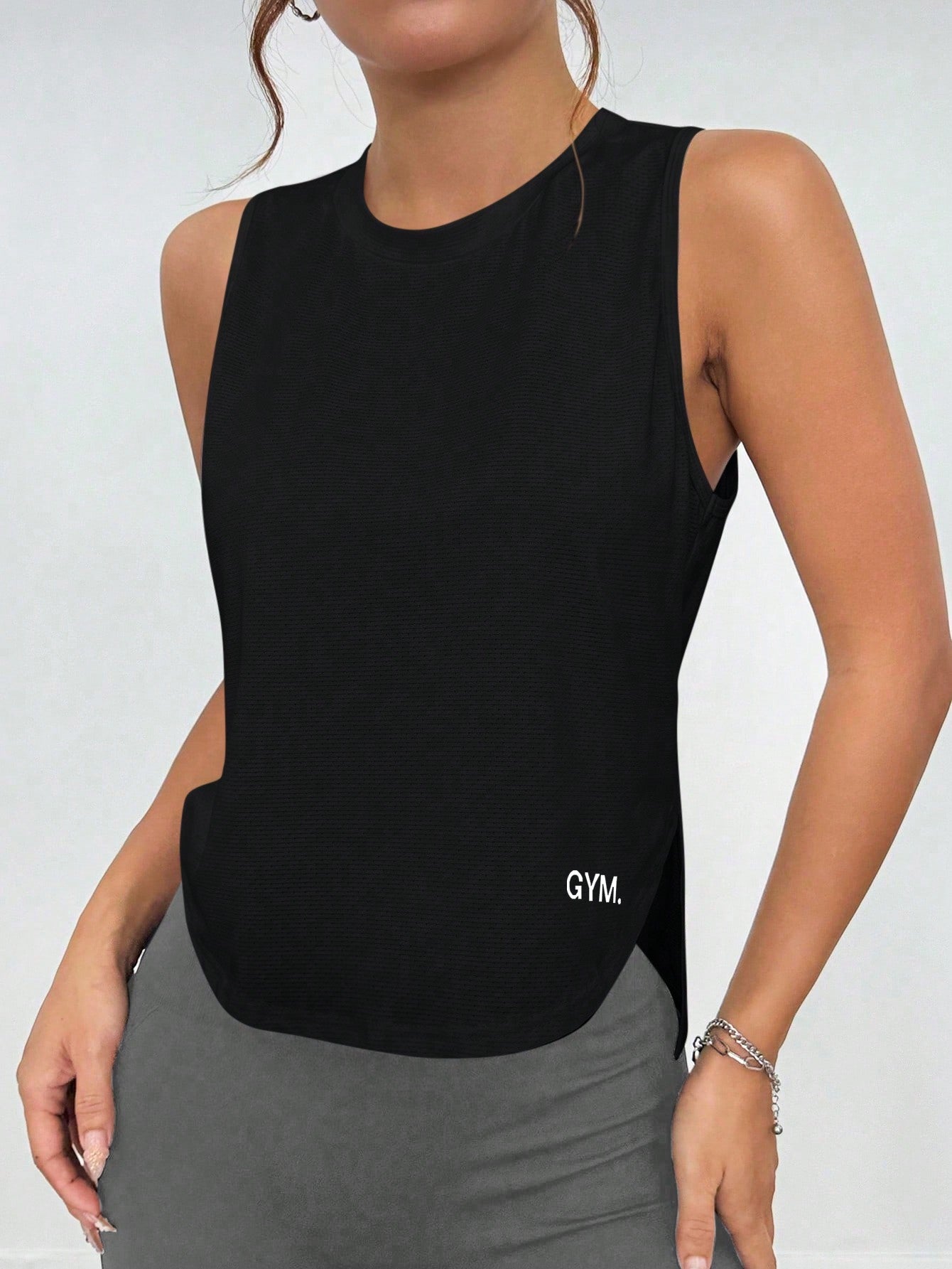 Regata Fitness Longline Com Estampa Gym Estilo Treino