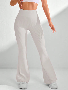 Legging Fitness Canelada Cintura Alta Com Barra Flare