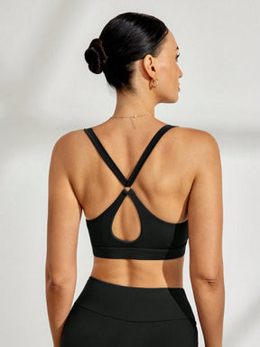 Top Decote V Média Sustentação Com Recorte Frontal