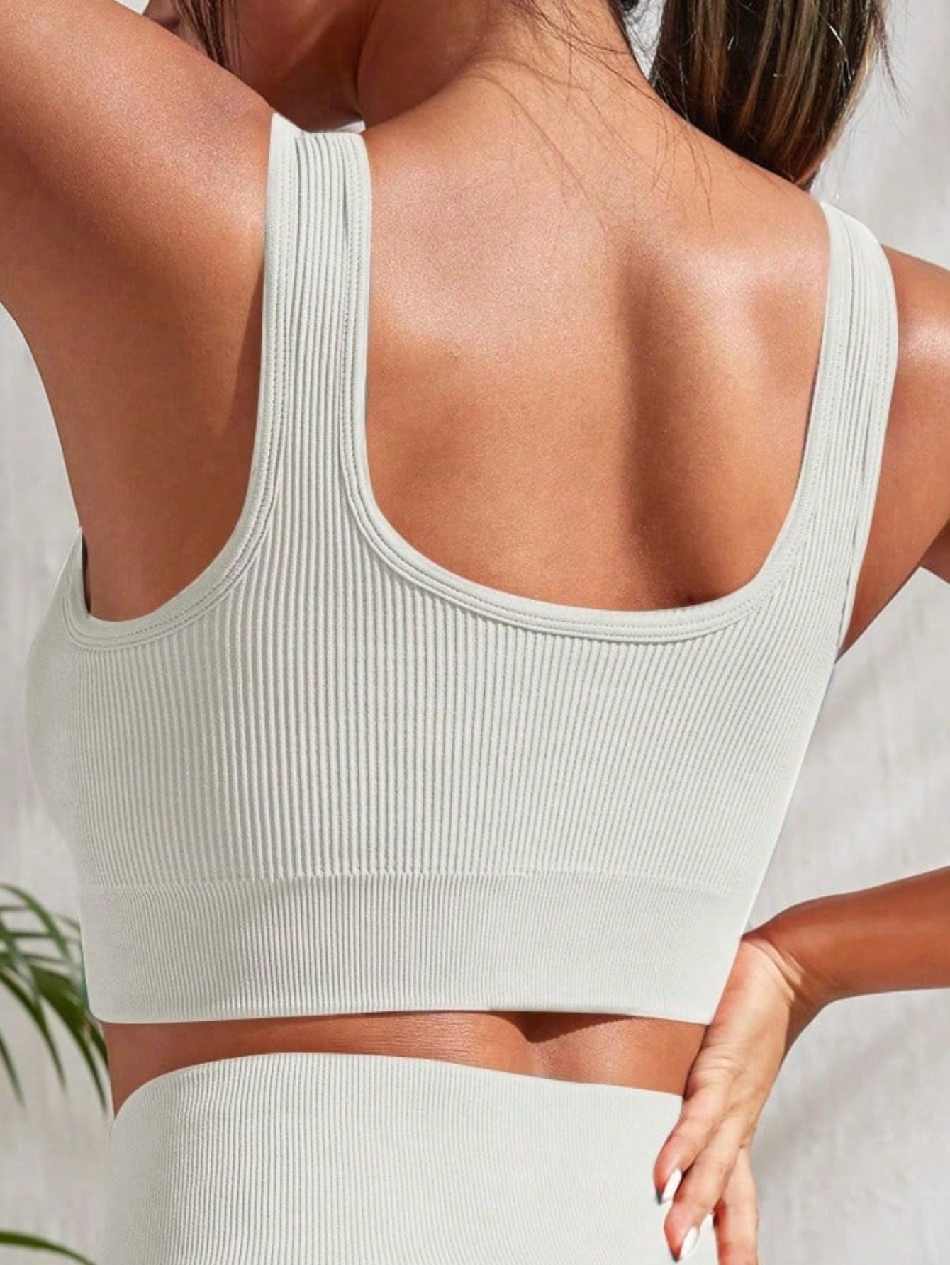Top Canelado Média Sustentação Estilo Minimalista