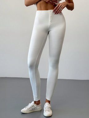 Legging Básica Cintura Alta Com Botões Frontais