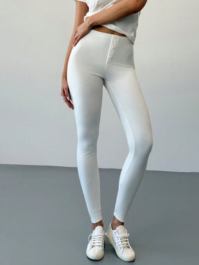 Legging Básica Cintura Alta Com Botões Frontais