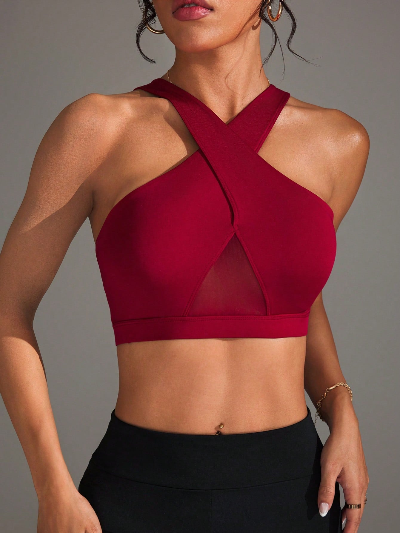 Top Frente Cruzada Média Sustentação Com Tela Frontal