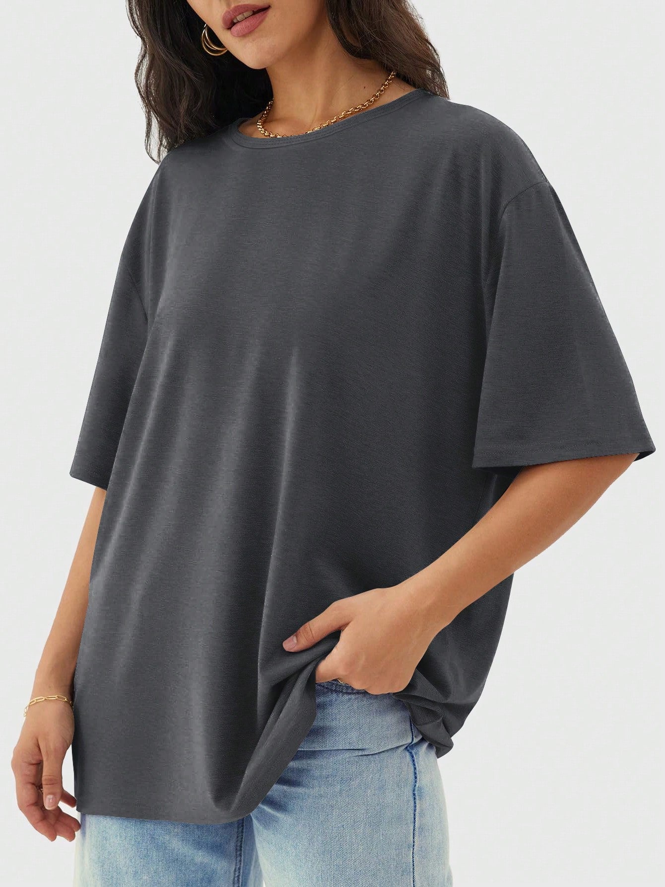 Camisa Fitness Oversized Tecido Leve Estilo Minimalista