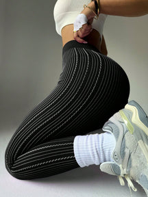 Legging Fitness Cintura Alta Canelada Com Costuras