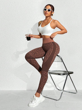 Legging Sem Costura Animal Print Com Recortes Texturizados