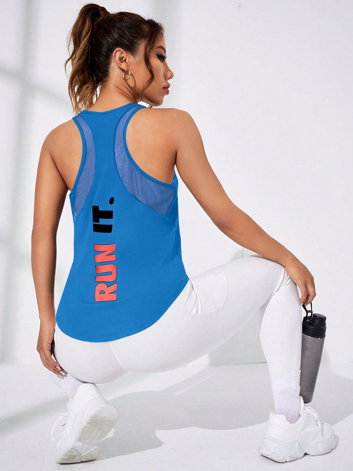 Regata Fitness Nadador Com Painéis De Tule Estilo Running