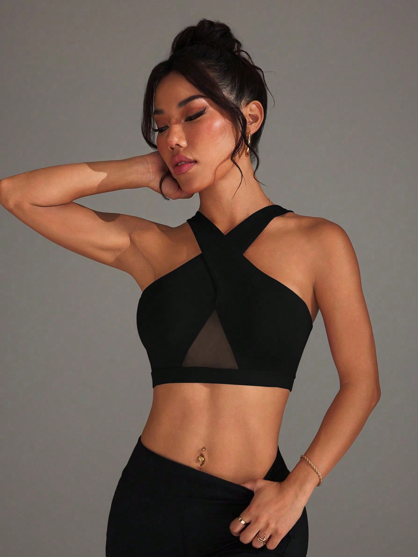 Top Frente Cruzada Média Sustentação Com Tela Frontal