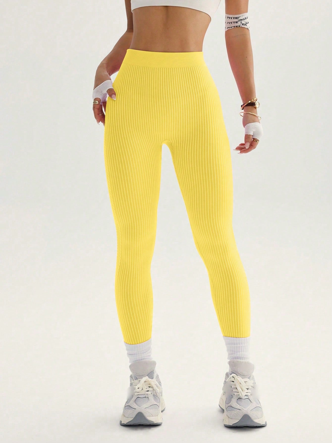 Legging Fitness Cintura Alta Canelada Com Costuras