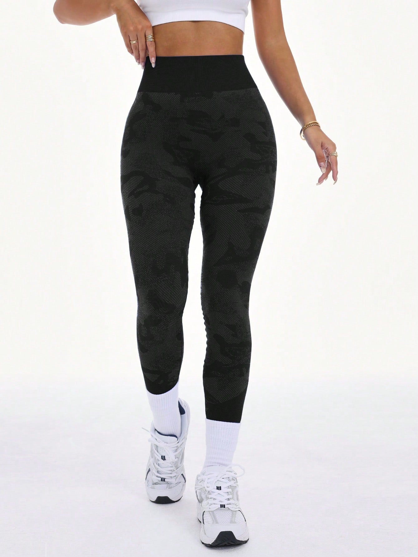 Legging Fitness Cintura Alta Estampada Com Efeito Modelador