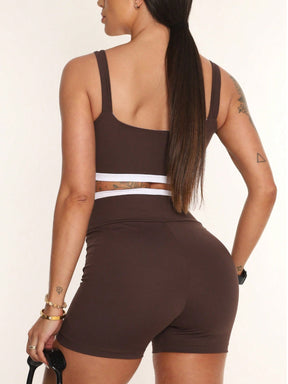 Conjunto Top Alças Finas E Short Cintura Alta Estilizado