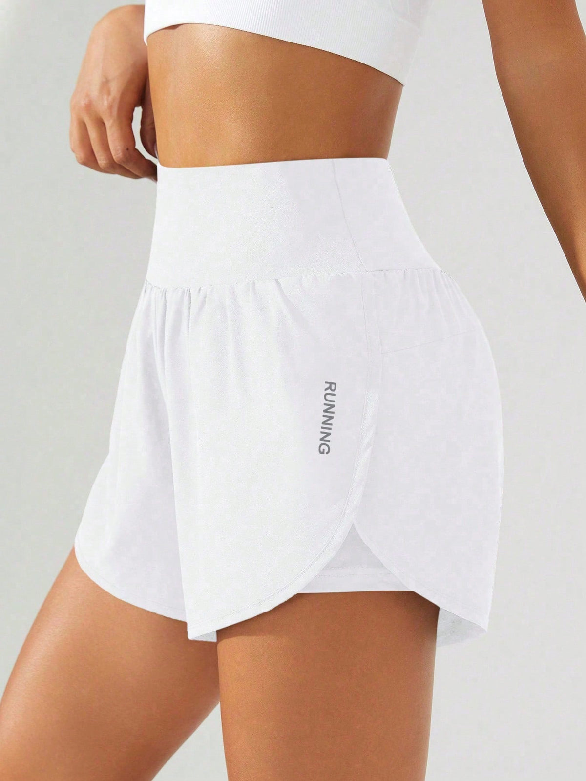 Short Fitness Sobreposição Secagem Rápida Alto Cós