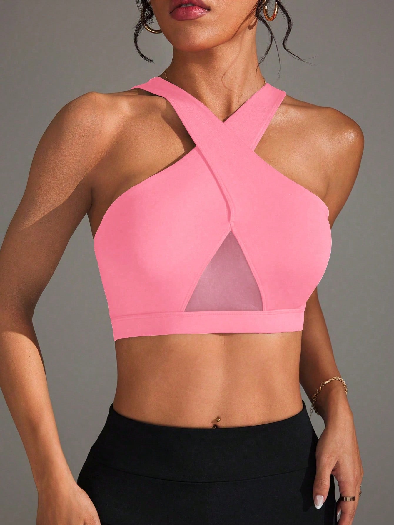 Top Frente Cruzada Média Sustentação Com Tela Frontal