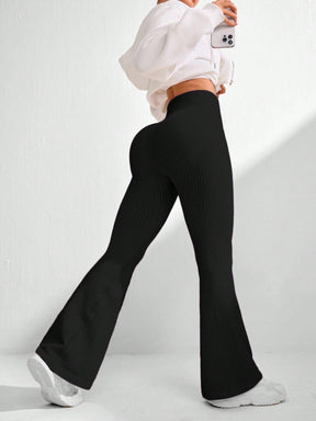 Legging Fitness Canelada Cintura Alta Com Barra Flare