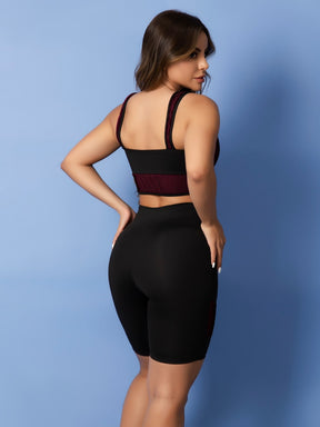 Conjunto Top Suporte Alto E Short Cintura Alta Texturizado