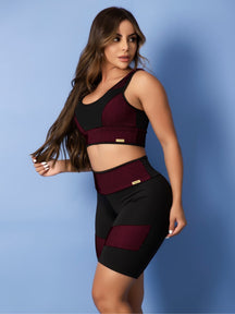 Conjunto Top Suporte Alto E Short Cintura Alta Texturizado